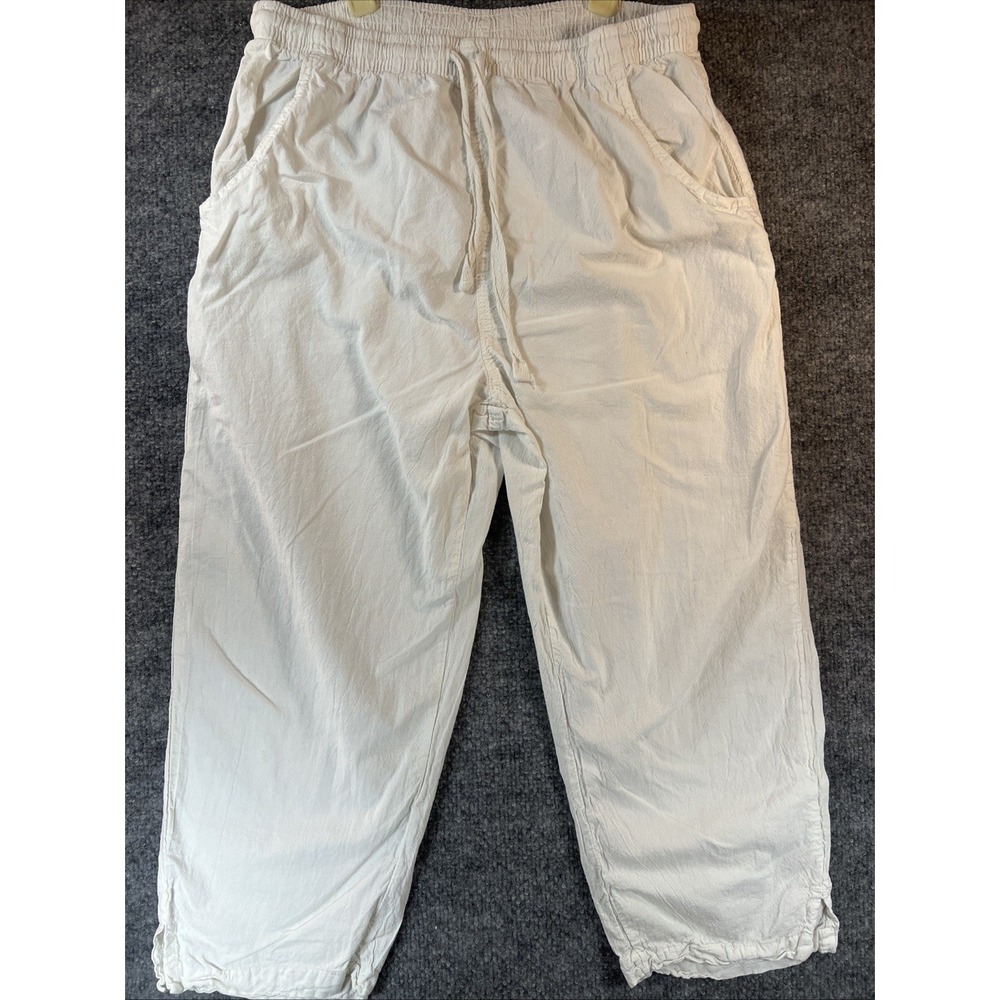 Vintage Ragton U.S.A. White Cotton Pull-On Crop Pants - Size L